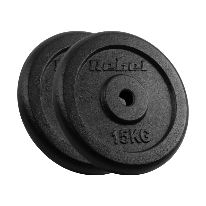 Obciążenie żeliwne zestaw 2x15kg, otwór 31mm, talerz klasyczny, REBEL ACTIVE