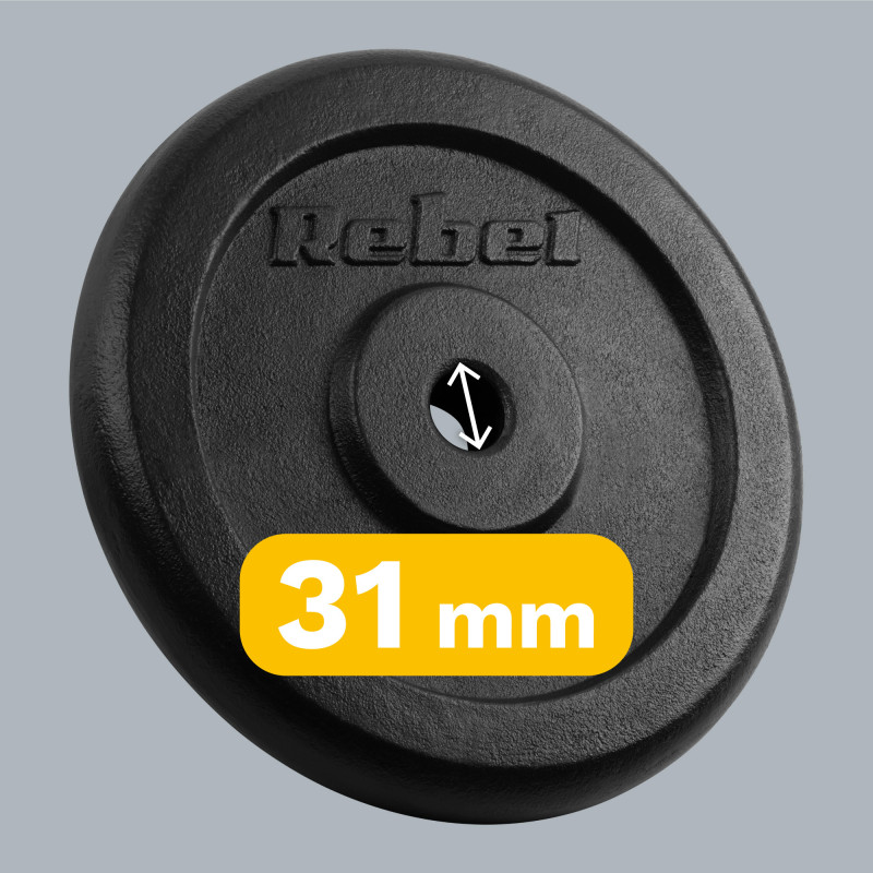 Obciążenie żeliwne zestaw 2x15kg, otwór 31mm, talerz klasyczny, REBEL ACTIVE