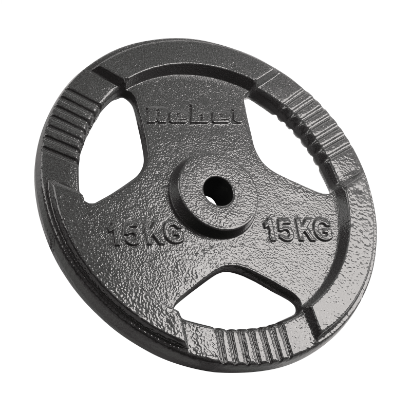 Obciążenie żeliwne zestaw 2x15kg, otwór 31mm, talerz z uchwytami, REBEL ACTIVE