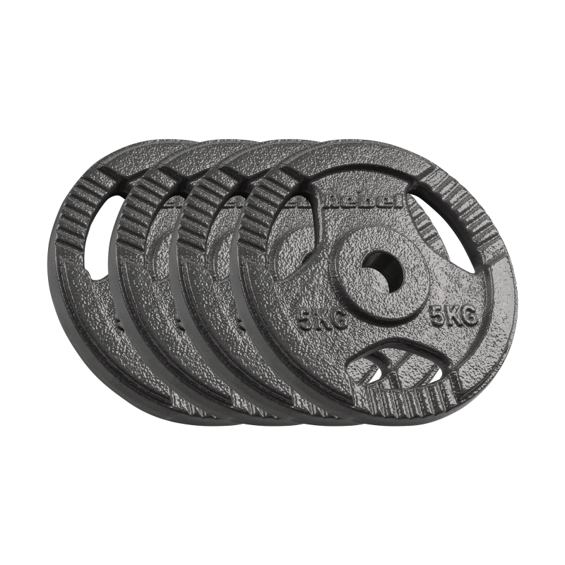 Obciążenie żeliwne zestaw 4x5kg, otwór 31mm, talerz z uchwytami, REBEL ACTIVE