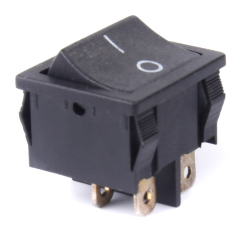 PRZEŁĄCZNIK KOŁYSKOWY DUŻY WĄSKI CZARNY 2*10A 250V 6-pin 2-poz