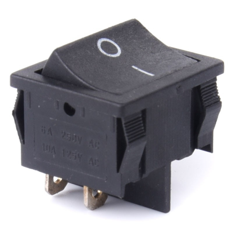 PRZEŁĄCZNIK KOŁYSKOWY DUŻY WĄSKI CZARNY 2*10A 250V 6-pin 2-poz