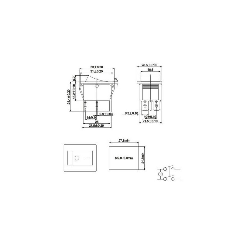 WŁĄCZNIK 2x16A 250V CZARNY 1-0 C1350