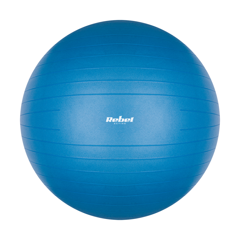 Piłka gimnastyczna rehabilitacyjna 65cm z pompką ręczną, kolor niebieski , REBEL ACTIVE