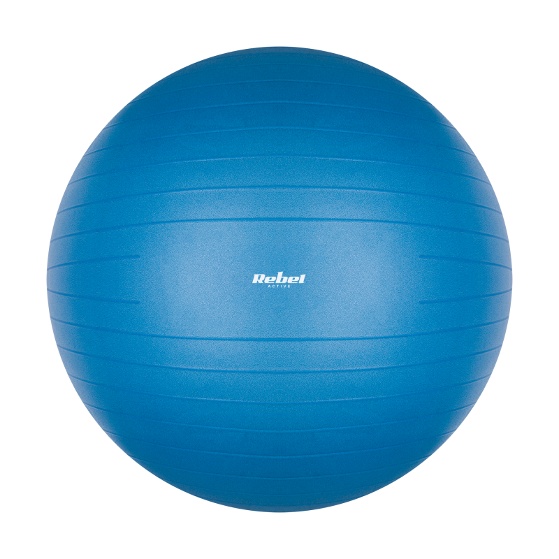 Piłka gimnastyczna rehabilitacyjna 75cm z pompką ręczną, kolor niebieski , REBEL ACTIVE