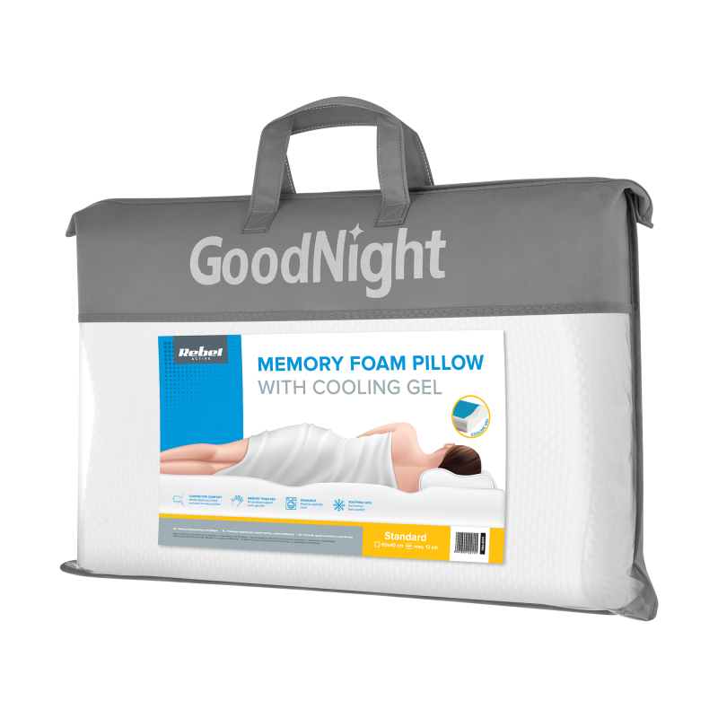 Poduszka ortopedyczna profilowana z pianki memory z żelem chłodzącym, REBEL ACTIVE