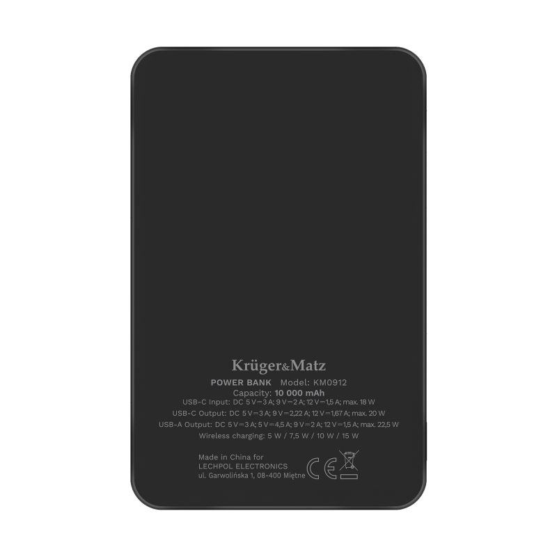 POWERBANK indukcyjny Kruger&Matz 10000 mAh magnetyczny czarny