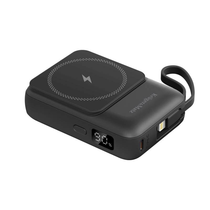 POWERBANK indukcyjny Kruger&Matz 10000 mAh magnetyczny z kablem czarny
