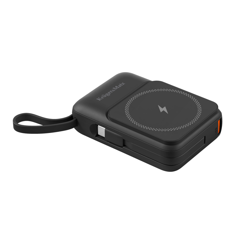 POWERBANK indukcyjny Kruger&Matz 10000 mAh magnetyczny z kablem czarny