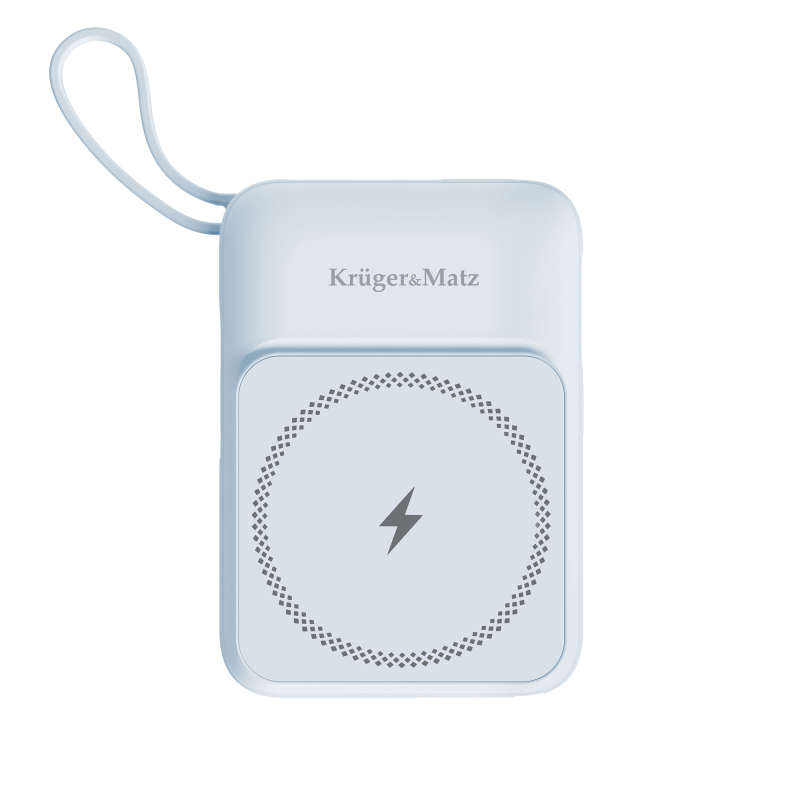 POWERBANK indukcyjny Kruger&Matz 10000 mAh magnetyczny z kablem niebieski