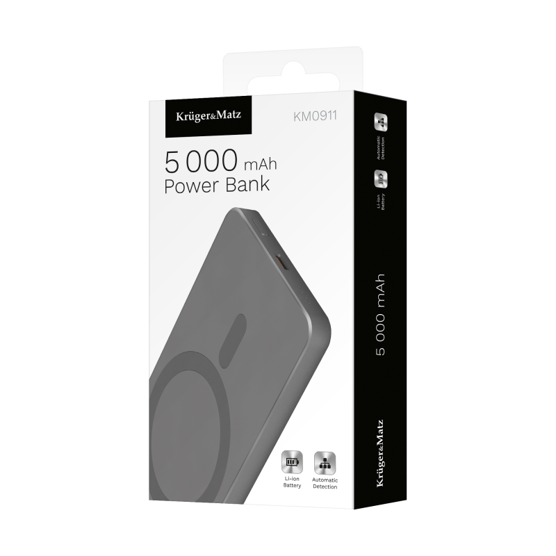 POWERBANK indukcyjny Kruger&Matz 5000 mAh magnetyczny szary