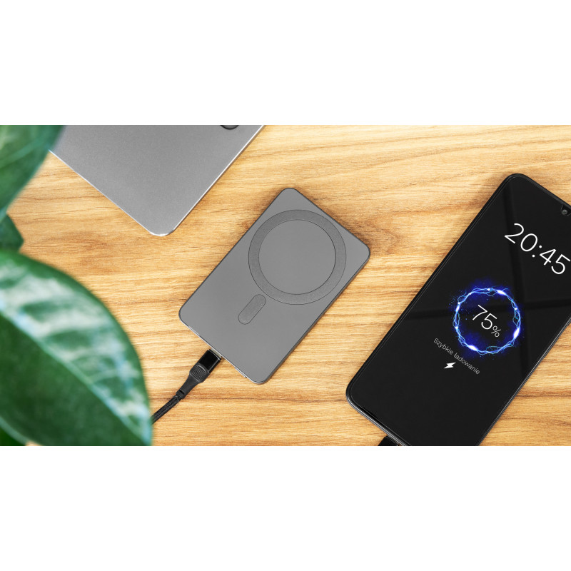POWERBANK indukcyjny Kruger&Matz 5000 mAh magnetyczny szary