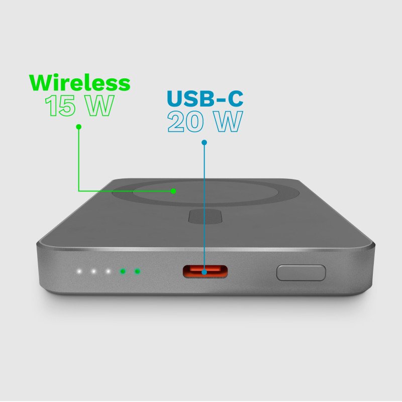 POWERBANK indukcyjny Kruger&Matz 5000 mAh magnetyczny szary