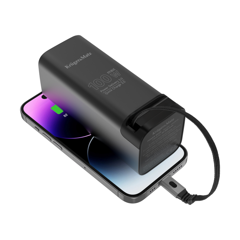 PowerBank Kruger&Matz 20000 mAh Li-ion 100W z funkcją QC oraz PD
