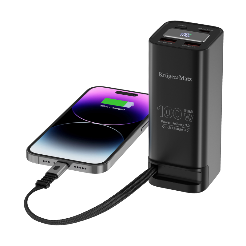 PowerBank Kruger&Matz 20000 mAh Li-ion 100W z funkcją QC oraz PD