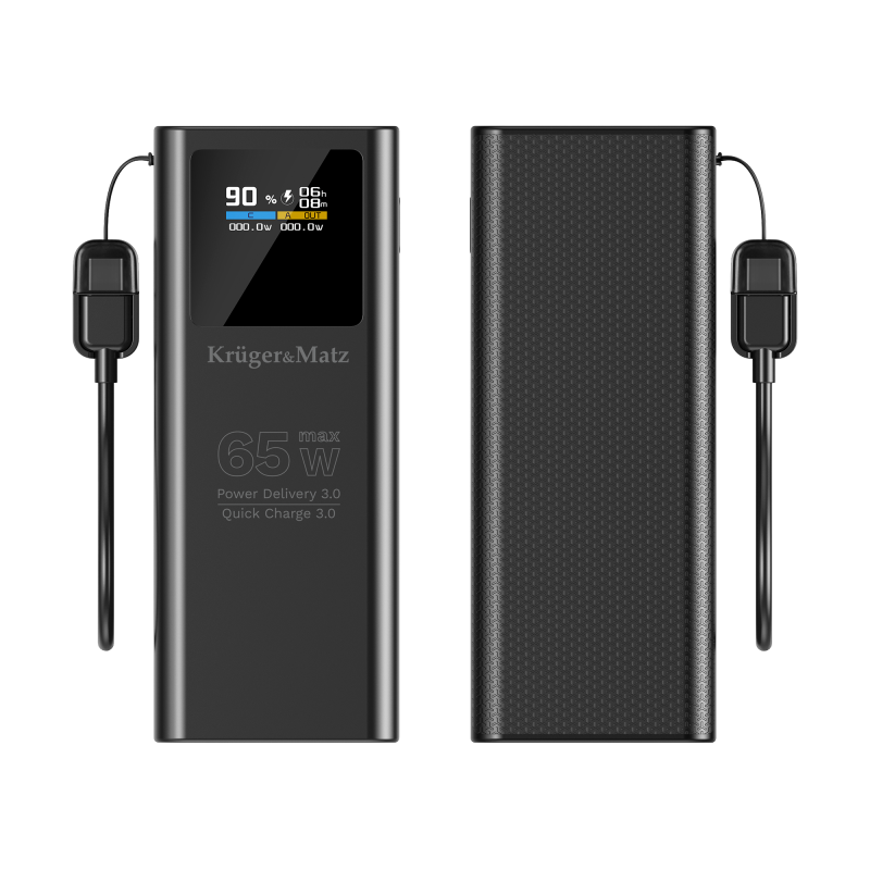 PowerBank Kruger&Matz 20000 mAh Li-ion 65W z funkcją QC oraz PD