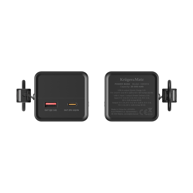 PowerBank Kruger&Matz 20000 mAh Li-ion 65W z funkcją QC oraz PD