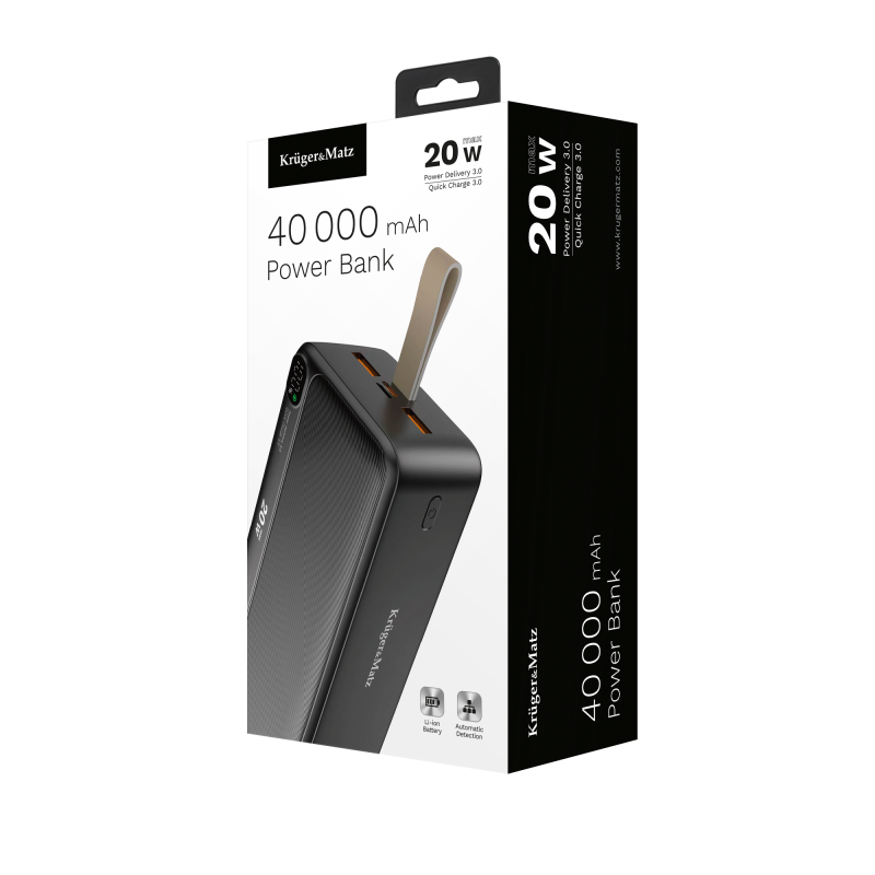 PowerBank Kruger&Matz 40000 mAh Li-ion z funkcją QC oraz PD