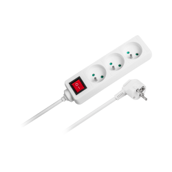 Przedłużacz biały Rebel 3 gniazda , kabel 3m (3x1,5mm) z przełącznikiem