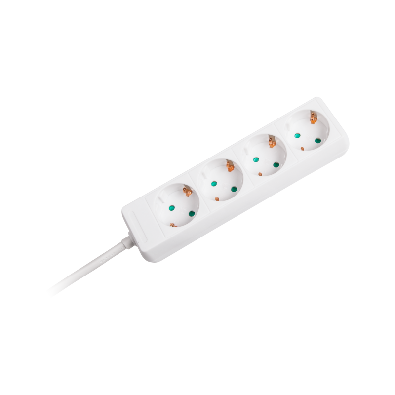 Przedłużacz biały Rebel 4 gniazda typu niemieckiego, dł. 1,5m (3x1.0) bez przełącznika