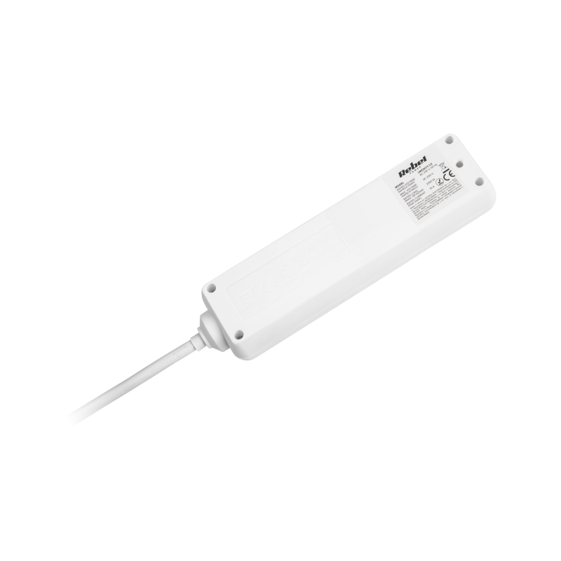 Przedłużacz biały Rebel 4 gniazda typu niemieckiego, dł. 1,5m (3x1.0) bez przełącznika