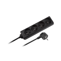 Przedłużacz sieciowy Rebel czarny 4 gniazda bez przełącznika, dł. 1.5m