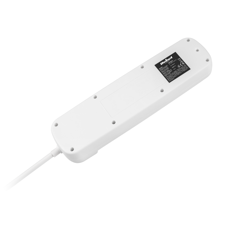 Przedłużacz sieciowy Rebel z 6 wyłacznikami 5 gniazd - 3m