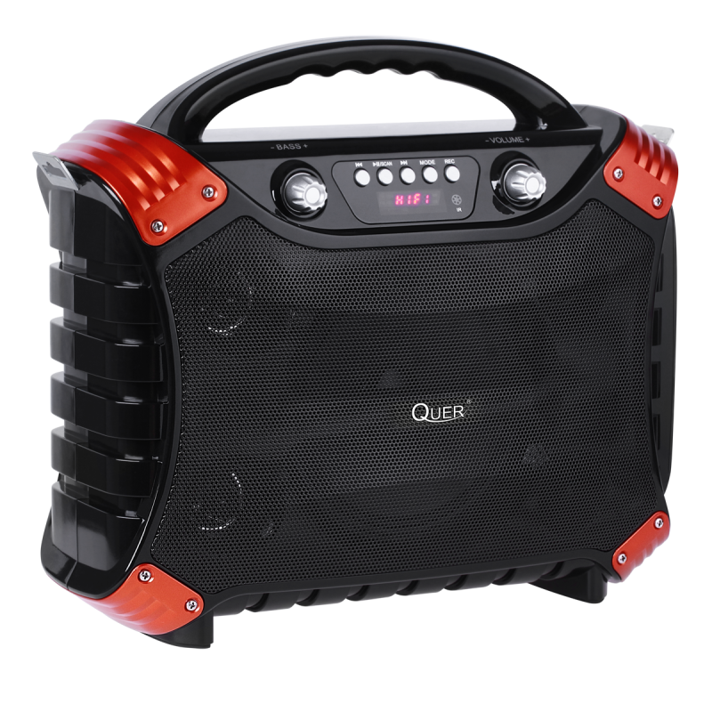 Przenośny aktywny zestaw głośnikowy Quer z funkcją MP3, Bluetooth, radio FM oraz funkcją Karaoke