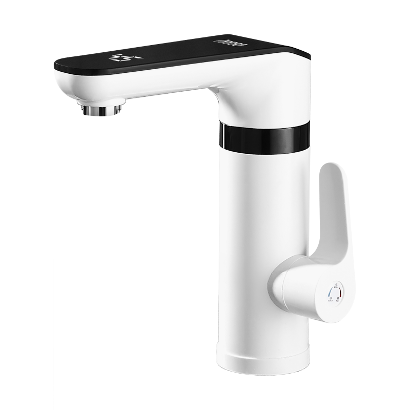 Przepływowy podgrzewacz wody - bateria stojąca biała