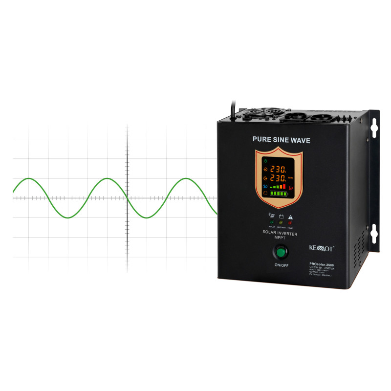 Przetwornica solarna naścienna ( inwerter ) KEMOT PROsolar-2500 ( 24V 230V 25000VA/1800W )