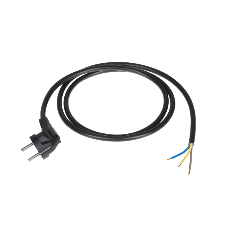 Przewód zasilający 3x1,5mm czarny 1,5m z wtyczką kątową