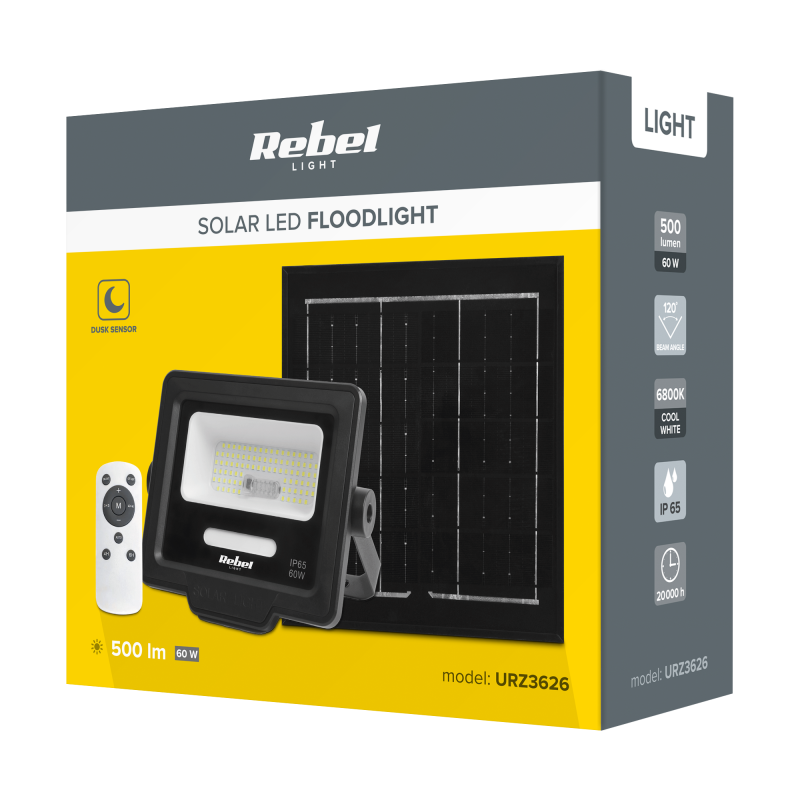 Reflektor solarny Rebel 60 W sterowany pilotem