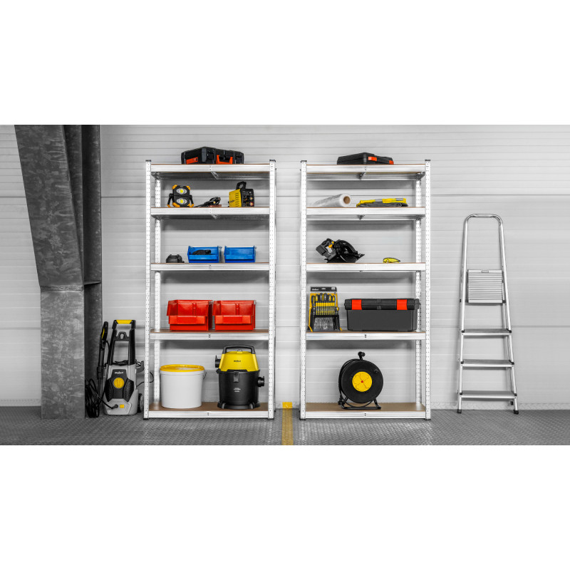 Regał metalowy magazynowy narożny 180x40x70 srebrny Rebel