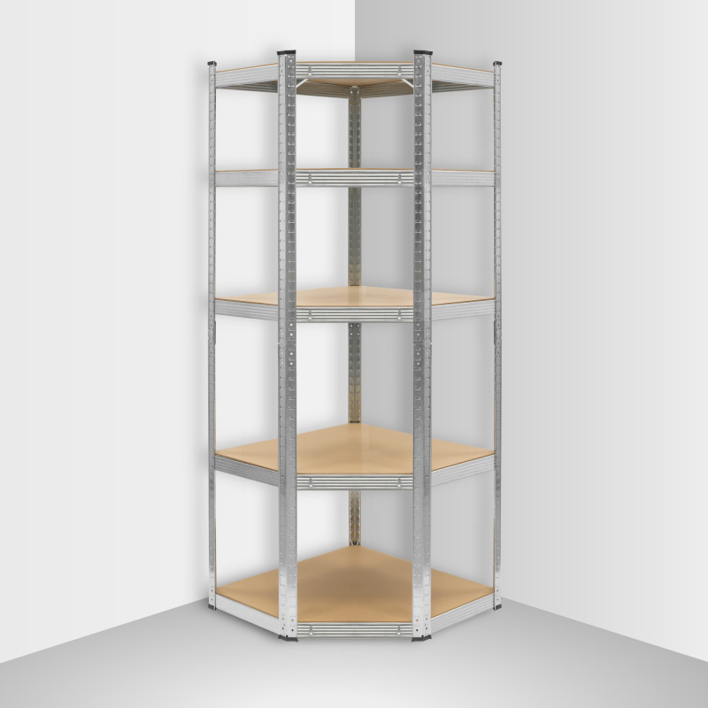 Regał metalowy magazynowy narożny 180x40x70 srebrny Rebel