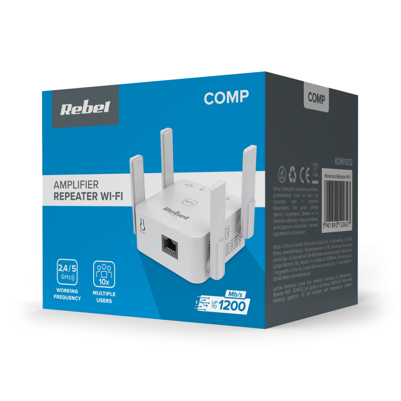 Repeater - wzmacniacz sieci bezprzewodowej 2.4+5 GHz Rebel