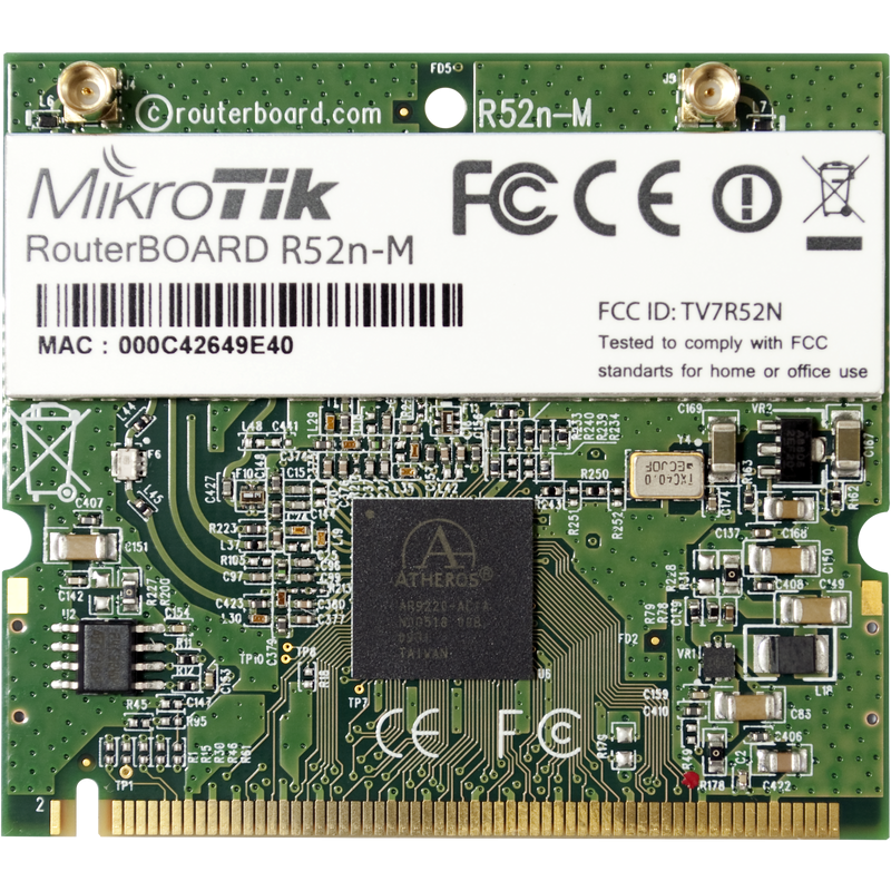 Router Board/Karta Wi-Fi R52Nm dual band mini PCI, 802.11a/b/g/n, 23dBm, MMCX