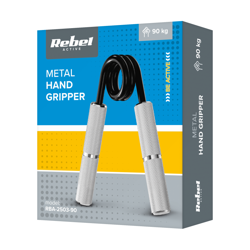 Ściskacz do ćwiczeń, treningu rąk, metalowy 90kg, REBEL ACTIVE