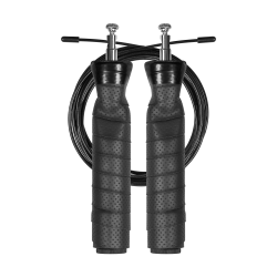 Skakanka bokserska z gumową rączką z obciążeniem 2x100g i metalowym łożyskiem 300cm regulowana, REBEL ACTIVE