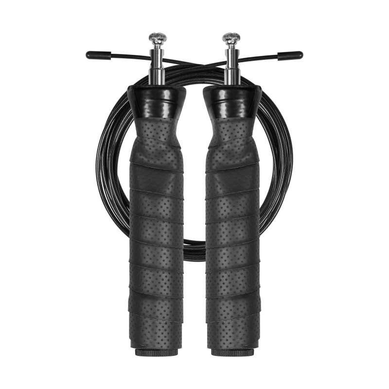 Skakanka bokserska z gumową rączką z obciążeniem 2x100g i metalowym łożyskiem 300cm regulowana, REBEL ACTIVE