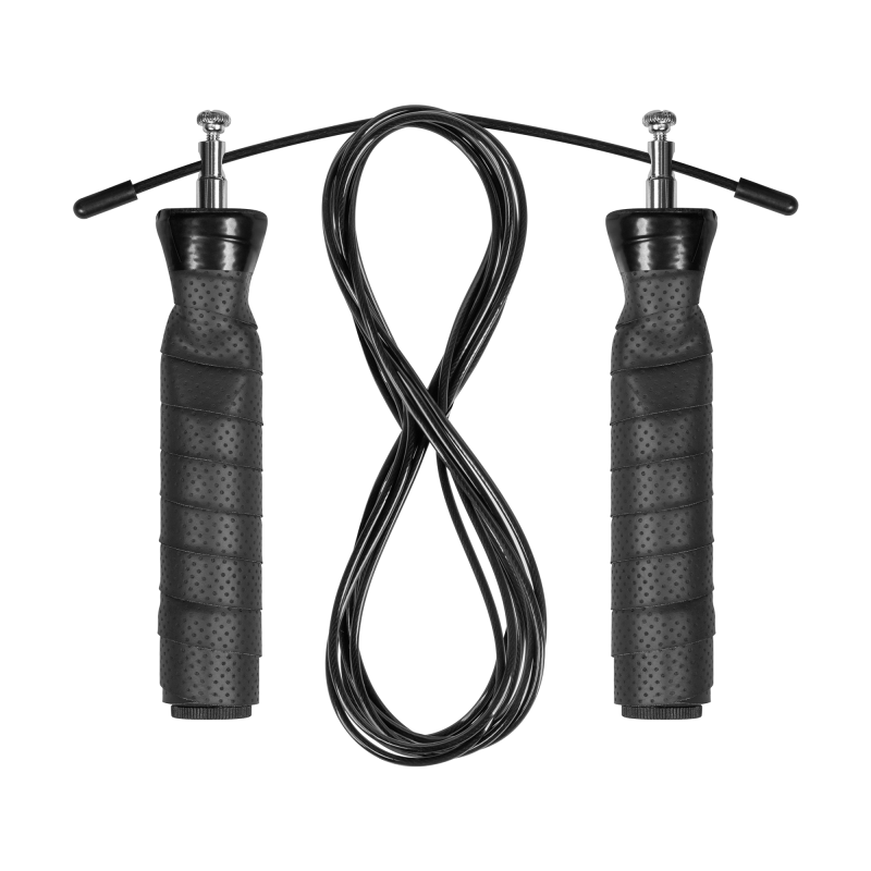 Skakanka bokserska z gumową rączką z obciążeniem 2x100g i metalowym łożyskiem 300cm regulowana, REBEL ACTIVE