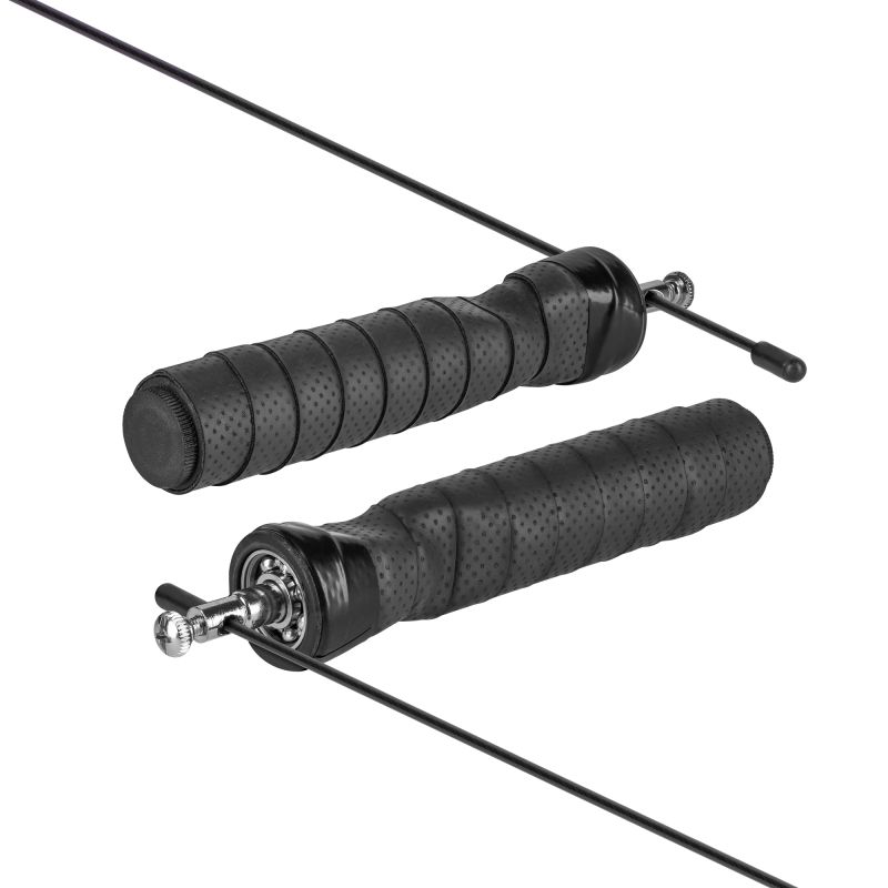 Skakanka bokserska z gumową rączką z obciążeniem 2x100g i metalowym łożyskiem 300cm regulowana, REBEL ACTIVE