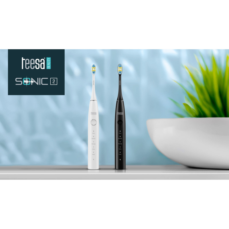 Soniczna szczoteczka do zębów TEESA SONIC 2 czarna , 5 trybów pracy, etui podróżne , USB typ C