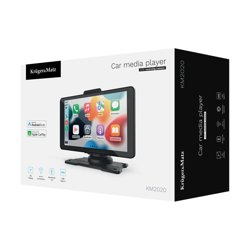 Stacja multimedialna 7" Android Auto Apple Carplay z kamerą cofania Kruger&Matz