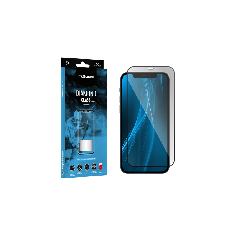 Szkło ochronne MyScreen DIAMOND GLASS LITE edge FULL GLUE czarne Apple iPhone 12/12 Pro 6.1"
