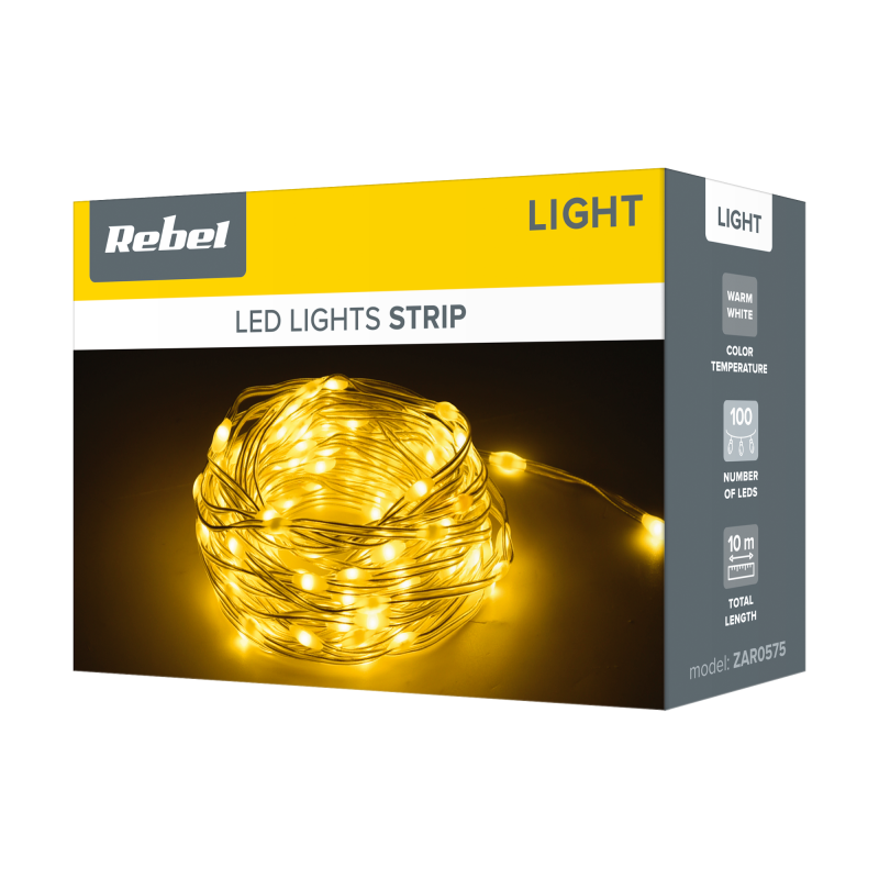 Sznur oświetleniowy świąteczny ze zmianą trybu świecenia - 10 m, ciepły biały