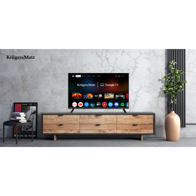 Telewizor Kruger&Matz 32" HD Google TV 5.0, DVB-T2/S2/T/C H.265 HEVC