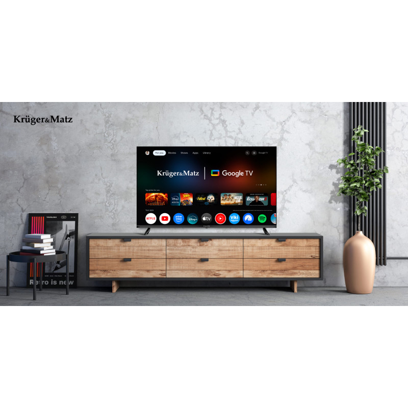 Telewizor Kruger&Matz 43" FHD Google TV, DVB-T2/S2/T/C H.265 HEVC