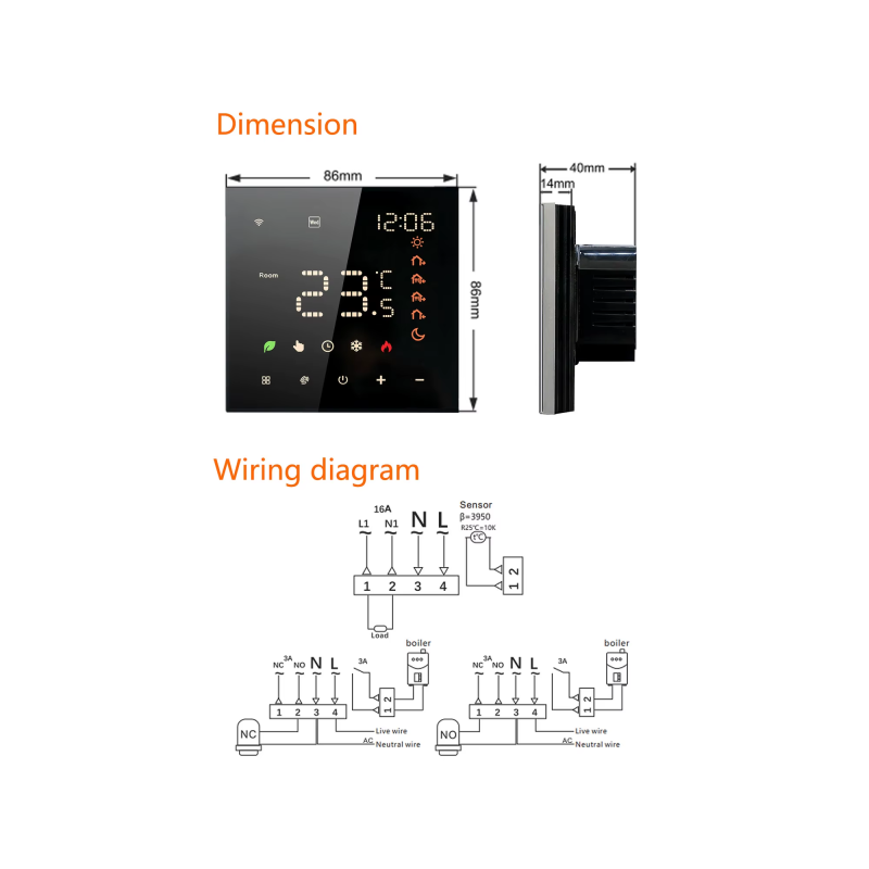 Termostat WiFi Tuya 16A E6263