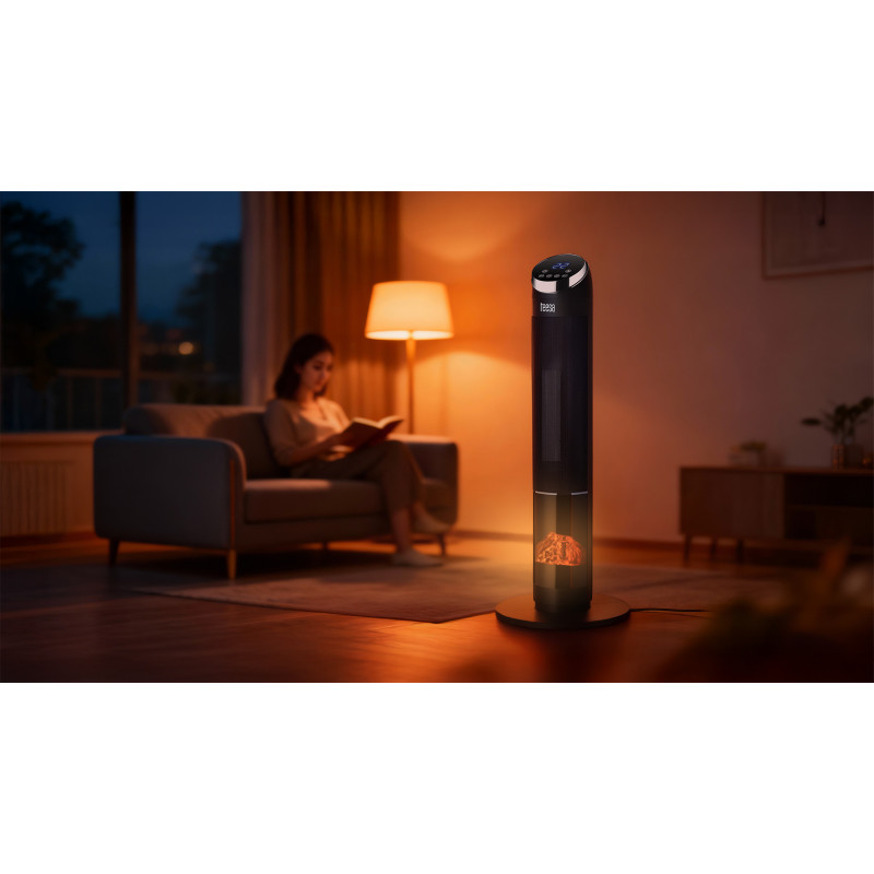 Termowentylator kolumnowy PTC Teesa z funkcją imitacji kominka