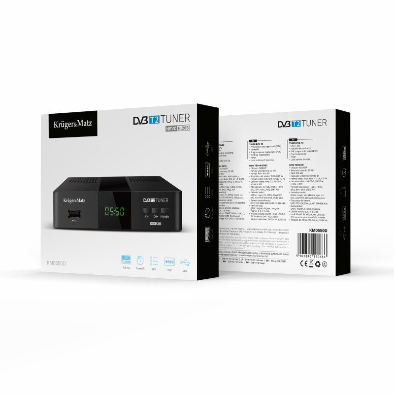 Tuner DVB-T2 H.265 HEVC Kruger&Matz